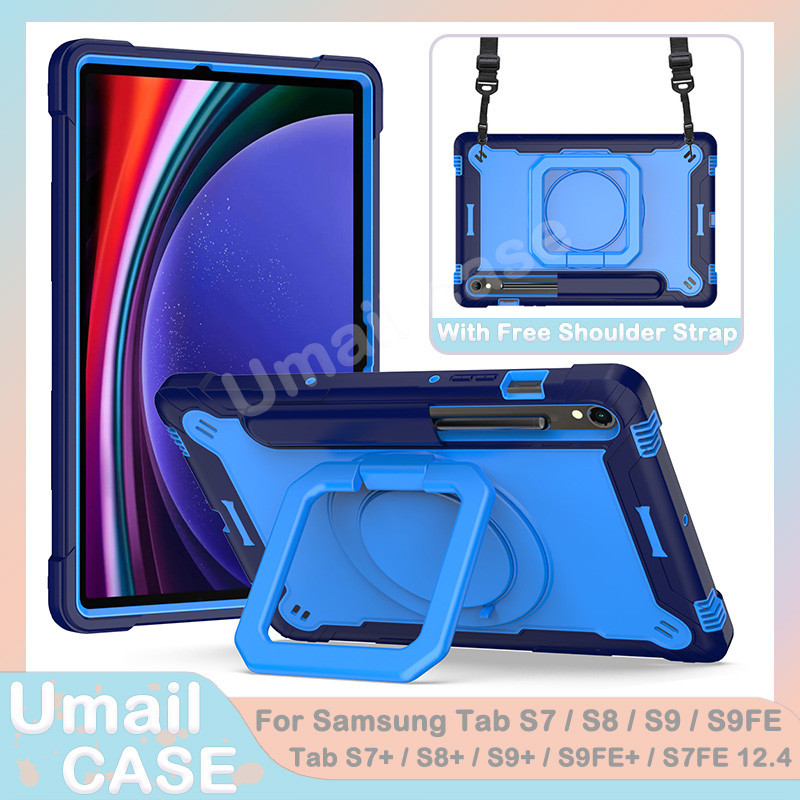 360° Ốp Tay Cầm Xoay Cho Samsung Tab S7 S8 S9 S9FE X710 X510 S8 Plus S7 + S8 + S9 + S7 FE S9 Plus S9FE + X810 T730 X800 X810 Vỏ Máy Tính Bảng Chống Sốc Hạng Nặng