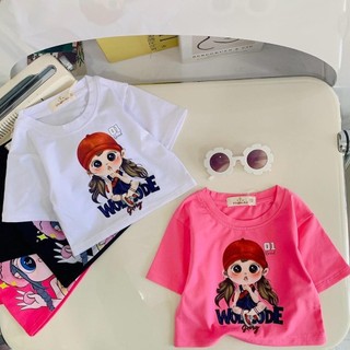 AT31-M-[tomnaukids] Áo thun cộc tay croptop bé gái họa tiết dễ thương - Size 8-35Kg