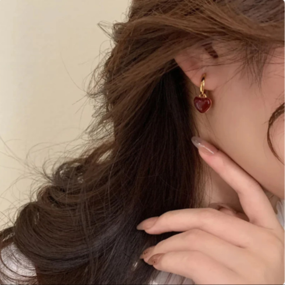 Bông tai trái tim MERIGGIARE, Bông tai Dangle thanh lịch trái tim tình yêu, Thiết kế đơn giản cổ điển Bông tai thả ngọt ngào