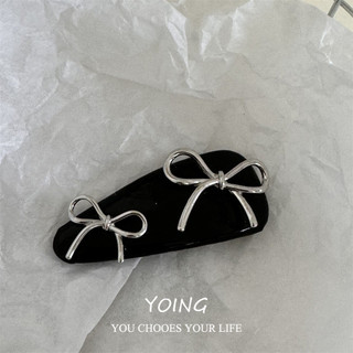 Yoing / Kim Loại Phong Cách Nơ Da Tóc Nổ Bên Phụ Kiện Tóc Kết Cấu Cao Cấp Phong Cách Mới