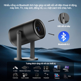 Máy chiếu di động GOOJODOQ 4K 250ANSI xoay 360°, màn hình lớn 150 inch
