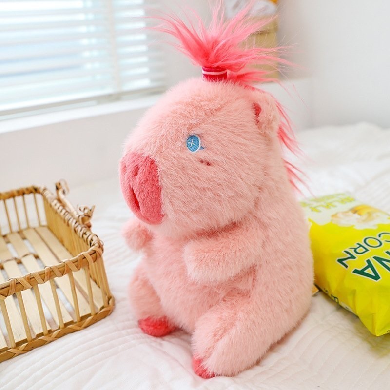 Cappybara hồng Gấu capybara màu hồng đáng yêu phiên bản capybara mũ kì lân độc đáo món quà ý nghĩa cho người yêu