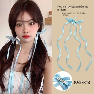 Kẹp tóc nơ ruy băng ngọt ngào và đáng yêu với kẹp tóc đuôi ngựa đôi, kẹp tóc bện ruy băng, phụ kiện tóc phong cách cô gái Nhật Bản và Hàn Quốc