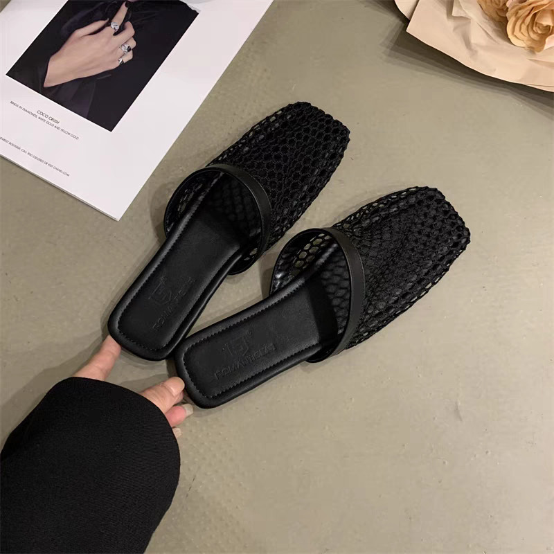 Atikota Nữ Thời Trang Dệt Kim Baotou Sandal Mới Thoải Mái Mềm Rỗng Lưới Dép Sinh Viên Mùa Hè Ngoài Trời Giải Trí Đi Biển Dép