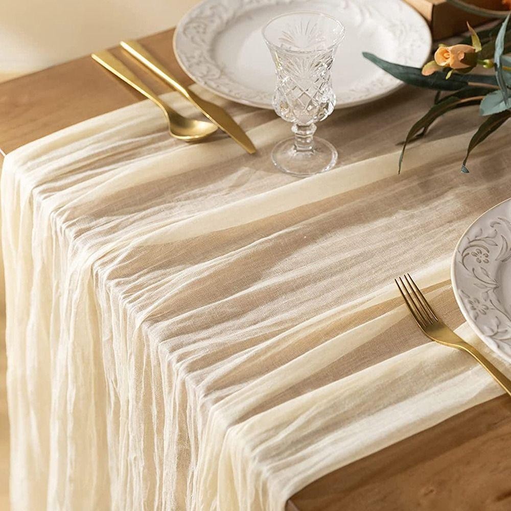 Khăn trải bàn Gạc JSJING, 90x180 / 300cm Boho Table Runners, Dài cổ điển bán trong suốt nhiều màu khăn phô mai đặt bàn tiệc cưới đi biển