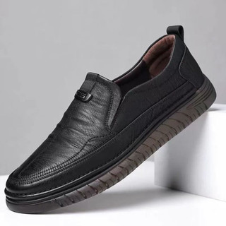 Thương Hiệu Counter Kích Thước Vỡ Da Bò Thật Đế Mềm Giày Da Nam Bố Giày Lười Slip-On All-Match Casual D