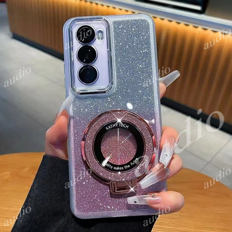 Realme C75 C75x 4G Long lanh Bling Giá đỡ từ tính Ốp điện thoại cho Realme C75 C 75 75C RealmeC75 4G 2024 Phim bảo vệ Camera ống kính toàn bộ Vỏ điện thoại lấp lánh có giá đỡ vòng đeo tay