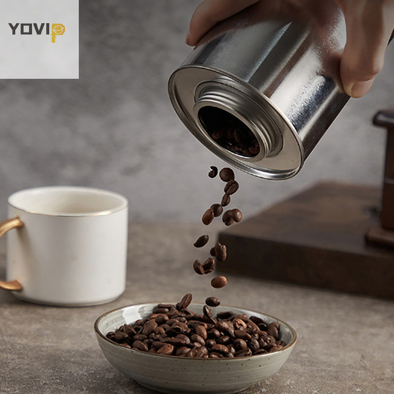 Yovip Bạc Tròn Cà Phê Đậu Bảo Quản Có Thể Nhà Bếp Nắp Vít Cà Phê Đường Thiếc Tổ Chức Hộp Đựng Bao Bì VN