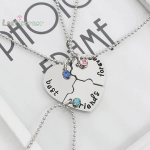 3 Cái / bộ Vòng Cổ Mặt Dây Chuyền Nối Trái Tim Người Bạn Thân Nhất Bff Tình Bạn Cặp Đôi Vòng Cổ Trang Sức Thời Trang [Mới]