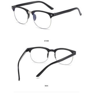 Kính nửa gọng nam nữ chống tia UV ánh sáng xanh phong cách hàn quốc, Mắt kính không độ giả cận K019