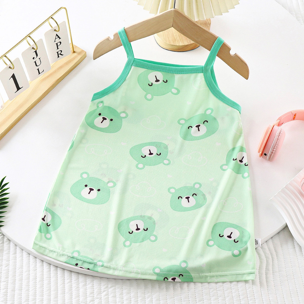 Trẻ Em Băng Lụa Váy Ngủ Công Chúa Mùa Hè Quần Áo Trẻ Em Hoạt Hình Dễ Thương In Hình Bé Gái Váy Ngủ Mùa Hè Mỏng Phong Cách 536H