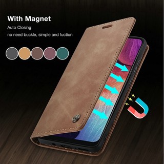 Vỏ Kinh Doanh Cho Samsung Galaxy S25 S24 S23 Plus S23 S24 S25 Ultra S24FE S23FE Caseme Thương Hiệu Nam Châm Retro Ví Lật Vỏ Điện Thoại