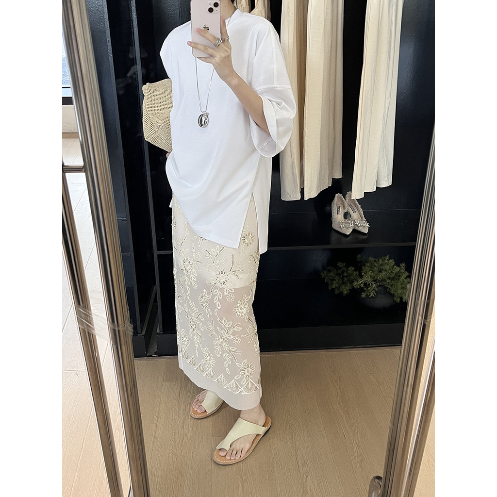 Váy hai lớp nữ mùa xuân phong cách mới, sợi đính kim sa lấp lánh