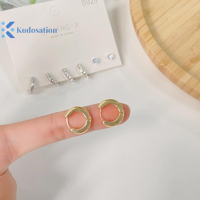 Kudosation 1 Bộ Thời Trang Mới Kim Loại Vòng Tròn Thả Bông Tai Nhỏ Cho Nữ Xu Hướng Mặt Dây Chuyền Khuyên Tai Bộ Trang Sức Quà Tặng