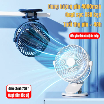 Quạt kẹp sạc USB quạt mini cầm tay nhỏ gọn quạt để bàn ký túc xá 5 chế độ điều chỉnh không gây tiếng ồn quà tặng