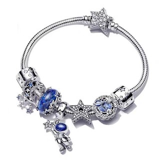 Có hàng, hạt charm phi hành gia thiên hà rực rỡ, mặt dây chuyền treo (phù hợp với vòng tay charm), trang sức DIY