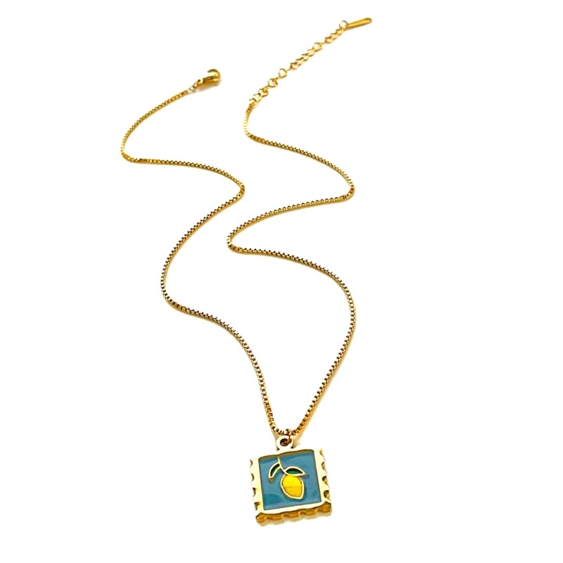 King Vòng cổ bằng thép titan có thể điều chỉnh Mặt dây chuyền trái cây đầy màu sắc Phụ kiện chuỗi cổ