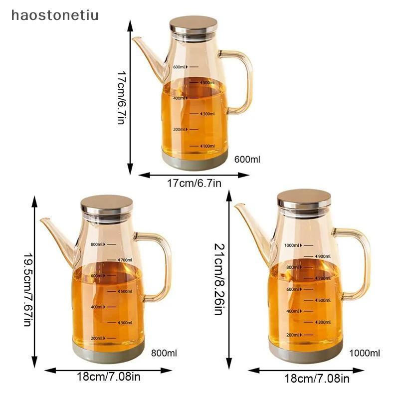 HA 600 / 800 / 1000ml Bình Đựng Dầu Có Vòi Nhỏ Giọt Nhà Bếp Nồi Dầu Thủy Tinh Dung Tích Lớn Chống Rò Rỉ Hộp Đựng Dầu n