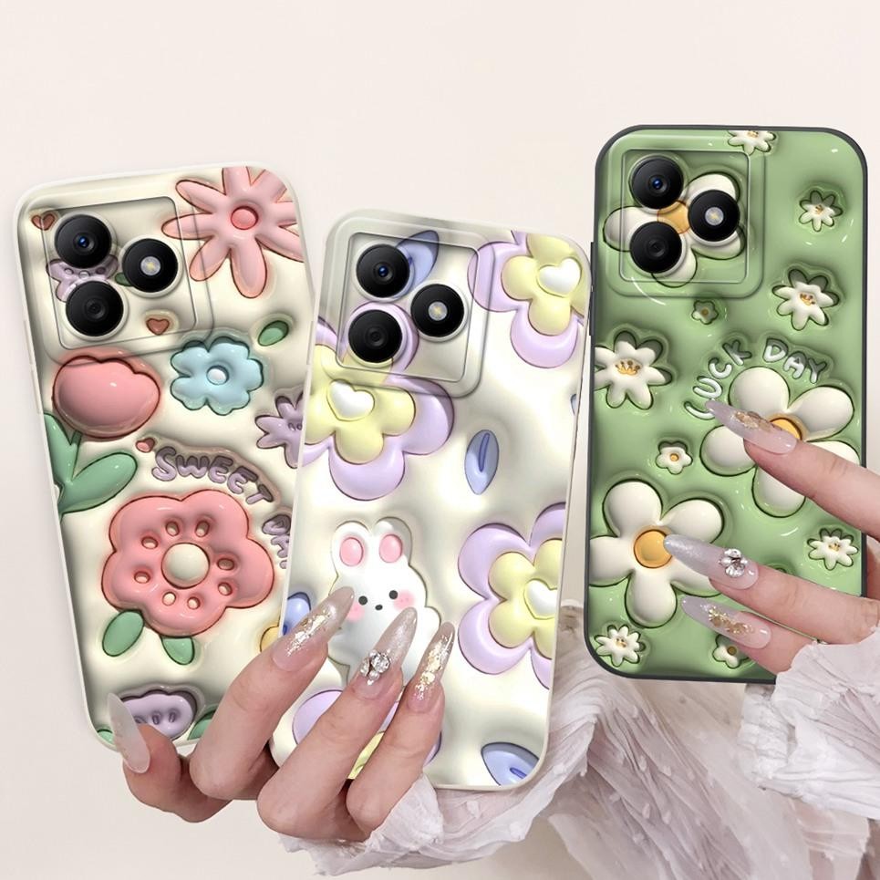 Ốp điện thoại Cho Realme C63 C61 RMX3930 Vỏ Hoạt Hình Dễ Thương Tranh Hoa Mặt Sau Cho Realme Narzo N63 C65s Silicon Mềm Trường Hợp