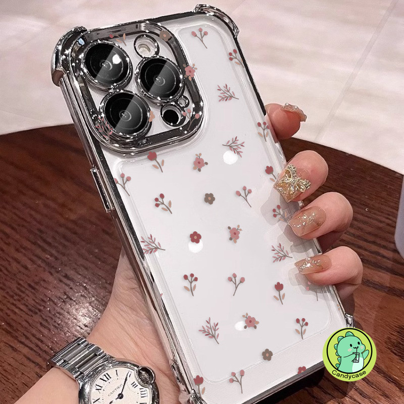 Vỏ Mạ Hoa Thanh Lịch Cho Vivo V50 Lite Y39 Y29 V40 V30 V29 V29E Lite V27 V27E V25 V25E V23 Pro V21 V21s 5G 4G Ốp Lưng Sang Trọng Túi Khí Chống Sốc Dễ Thương Vỏ Điện Thoại Mềm