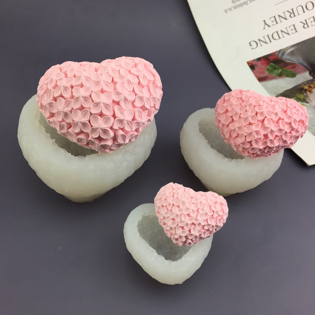 3d Hình Trái Tim Hoa Khuôn Silicon Mousse Bánh Trang Trí Khuôn Thơm Thạch Cao Khuôn Nến DIY Dụng Cụ Nướng Bánh
