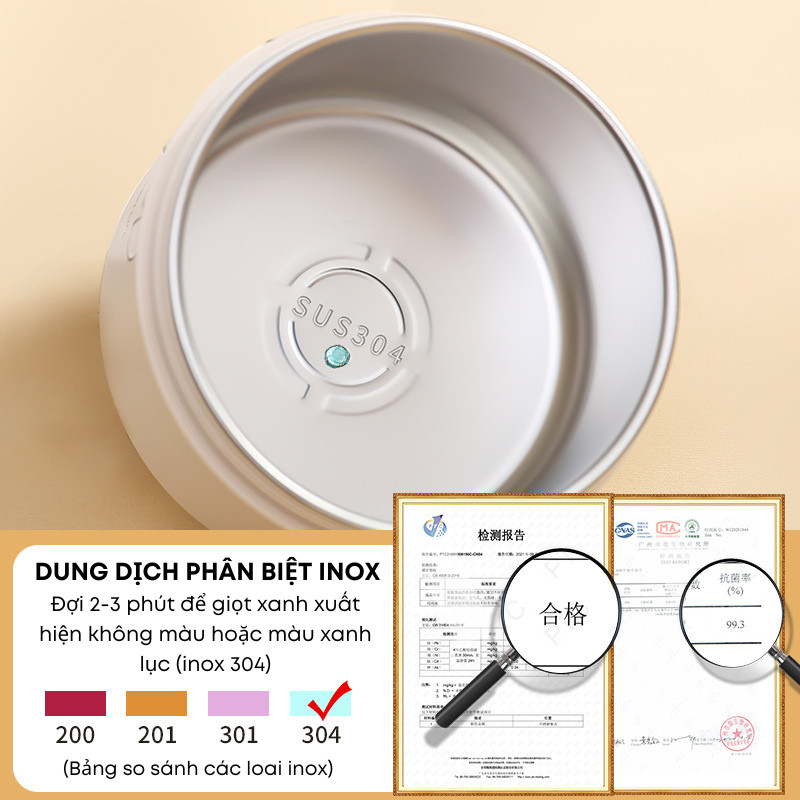 Hộp Cơm Giữ Nhiệt Inox 304 3 Lớp Cách Nhiệt, Nắp Chống Đổ Canh, An Toàn Cho Lò Vi Sóng Mang Đi Học, Dã Ngoại | 252