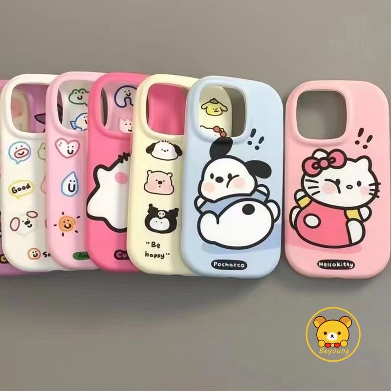 Ốp Điện Thoại Pochacco Hoạt Hình Cho iPhone 13 12 Pro Max 13 12 Mini XS Max X XR 8 7 6 6S Plus SE 2020 Vỏ Màu Kẹo Dễ Thương Hello Kitty Kuromi Loopy Frosted Chống Rơi Bìa Mềm