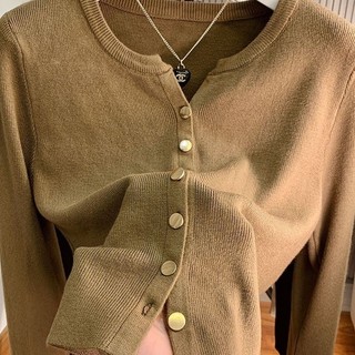 Áo khoác Cardigan dệt kim K đơn có nút đồng dài tay