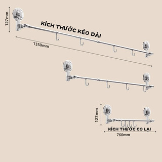 Giá Treo Khăn Nhà Tắm 2 Tầng Hút Dán Tường, Thanh Treo Dép Đa Năng, Không Cần Khoan Đục