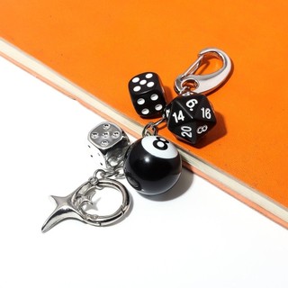[Keychain] Móc khóa xúc xắc bi-a đen 8 sáng tạo, đơn giản, đa năng, mặt dây chuyền túi Ins, móc khóa xe, quà tặng phụ kiện tinh tế Y2KG