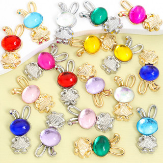 10 chiếc Bùa hợp kim thỏ dễ thương với khảm thủy tinh 9 màu, Bông tai vòng cổ sang trọng Móc khóa DIY Thắt nơ Bunny Mặt dây chuyền - Hoàn hảo cho lễ Phục sinh Trang trí treo tường tại nhà & tiệc