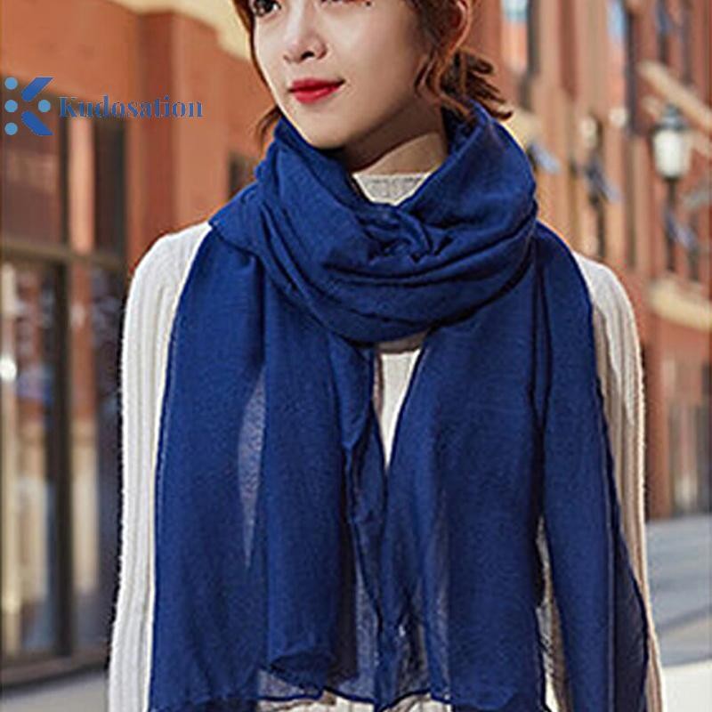 Kudosation Nữ Phong Cách Chống Gió Khăn Choàng Quấn Màu Trơn Cotton Ấm Khăn Quà Tặng Mùa Đông