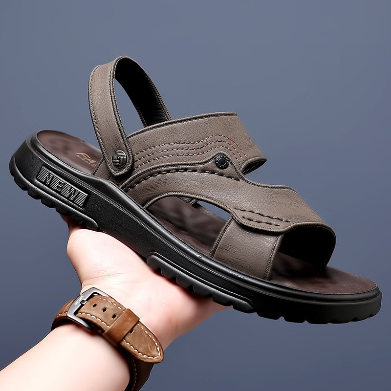 Giày Sandal Nam Mặc Ngoài Lái Xe Sandal Nam Công Dụng Kép Miếng Lót Cao Su Đế Mềm Giày Đi Biển Kích Thước Lớn