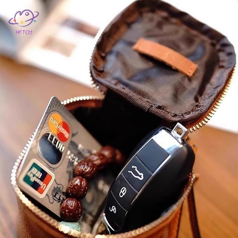 HFTOY Chất Lượng Cao Tối Giản Rau Da Bò Da Di Động Túi Son Môi Đồng Xu & Đựng Thẻ Túi Vuông ~
