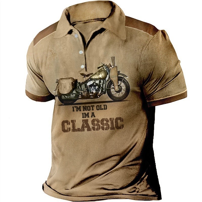 Bán Nam Tay Ngắn golf polo Áo In Chữ vintage Xe Máy Thể Thao Ngoài Trời Dạo Phố Thời Trang