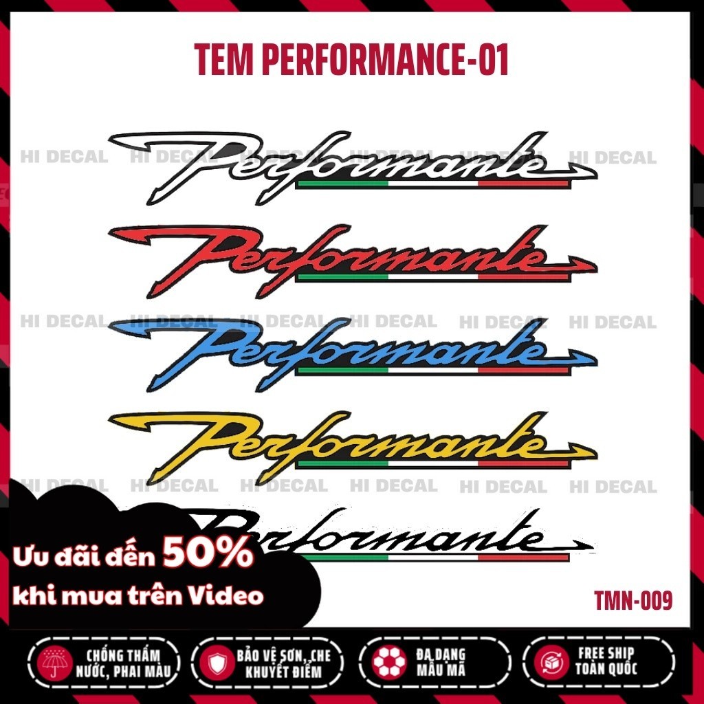 [2 Chiêc] Tem Performance Phản Quang dán xe máy ô tô, chống nước chống phai màu