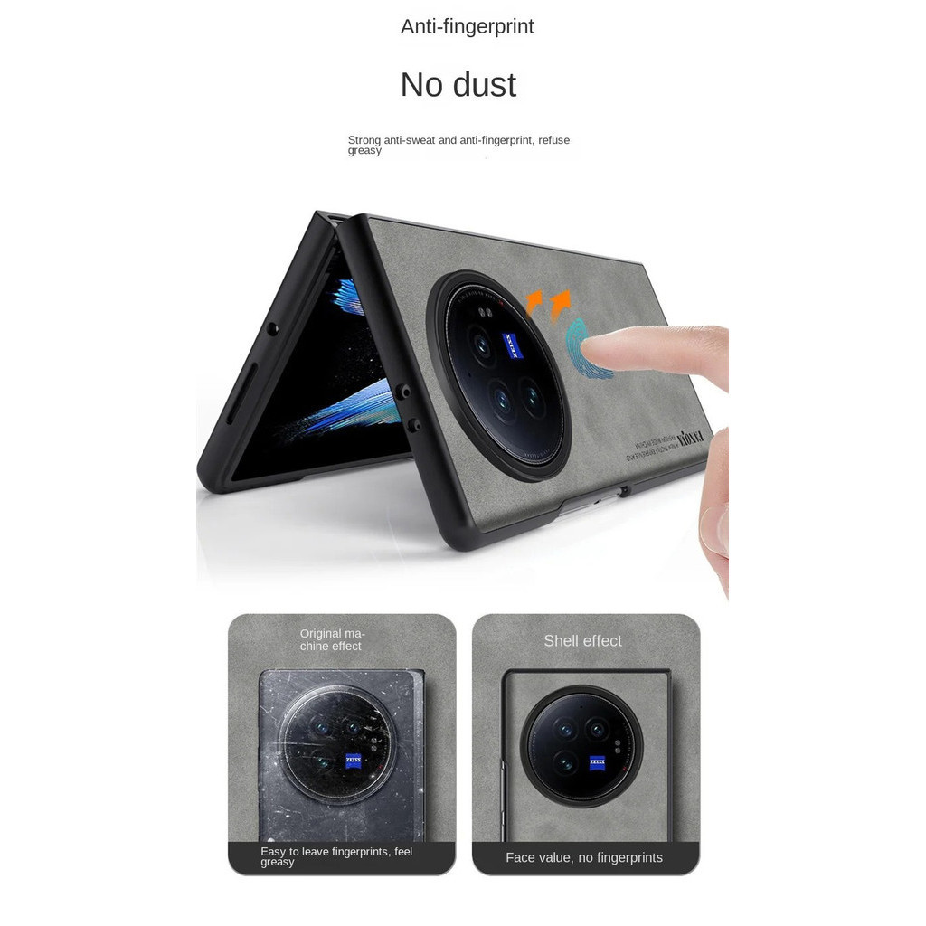 Dành Cho Vivo X Fold3 / Fold3 Pro Cao Cấp Kinh Doanh Retro Da Cao Su Mềm TPU Ốp Lưng