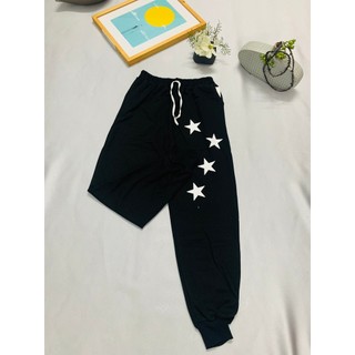Quần Jogger thể thao Unisex vải thun hoạ tiết ngôi sao phong cách .