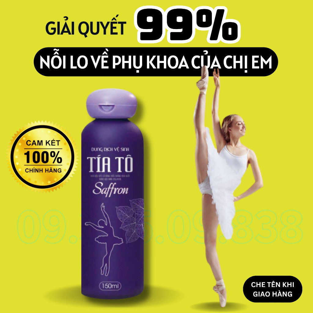 Dung Dịch Vệ Sinh Phụ nữ Tía Tô Saffron 150ml Chính Hãng Hết Khí Hư Nấm Ngứa Mùi Hôi Vùng Kín DDVS tốt nhất cho phụ khoa