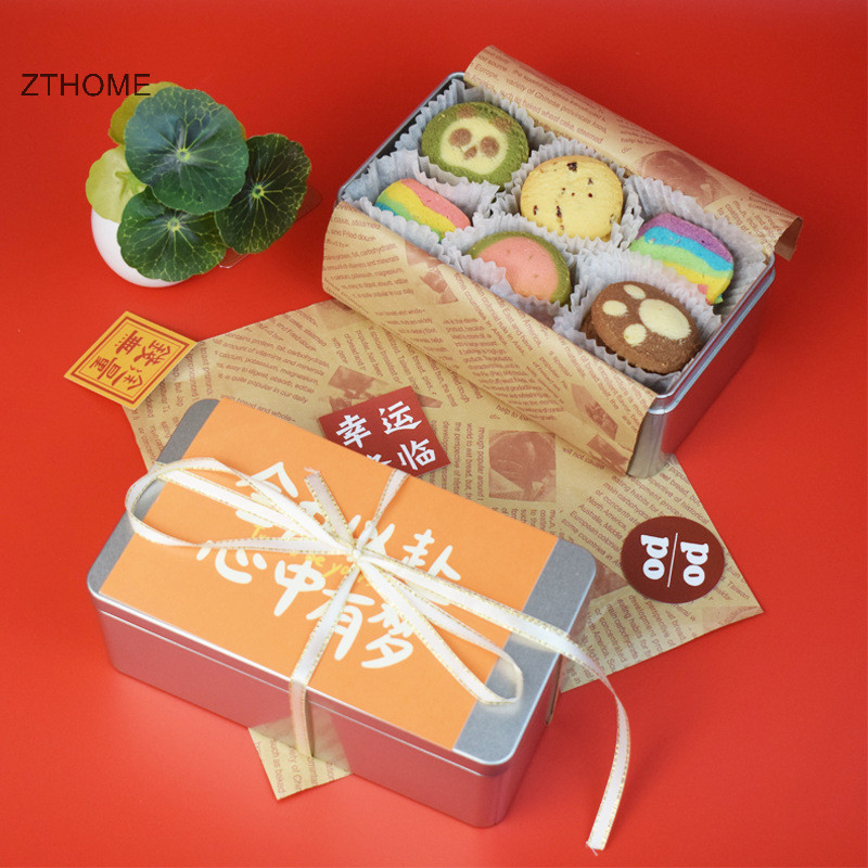 Zthome Mini Tinplate Kim Loại Hình Chữ Nhật Sắt Lưu Trữ Vuông HOT