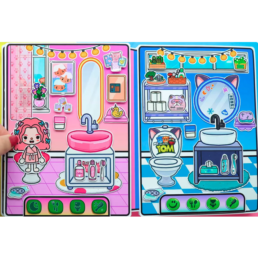 Búp bê giấy Ngôi nhà TOCA TOCA TOM and ANGELA wednesday house quiet book -TOCA TOCA