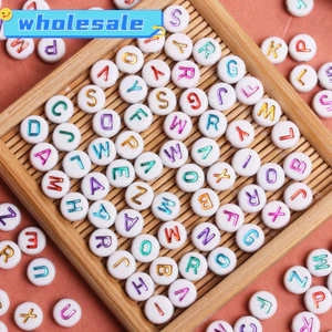 30g 200 Chiếc 6.5 Mm Acrylic A-Z Chữ Hạt Màu Hỗn Hợp Cho Trang Sức Vòng Tay Làm DIY