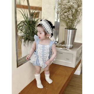 Bé Nguyên Chất Cotton Siêu Phương Tây Phong Cách Mùa Hè Nữ Ren Jumpsuit Full Tháng Trăm Ngày Mùa Hè Áo Liền Quần Cho Bé Sơ Sinh Quần Áo 7.7
