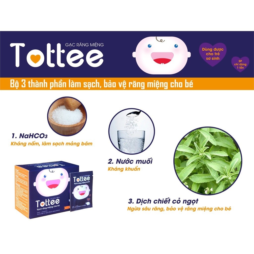 Ảnh Gạc Rơ Lưỡi Tottee Làm Sạch Và Ngăn Ngừa Các Vấn Đề Răng Miệng Cho Bé Hộp 30 Gói 3