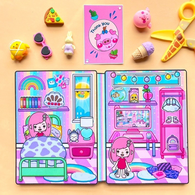 nhà của uyên bóc dán toca boca đồ chơi toca boca toca boca giấy rẻ nhất ngôi nhà đồ chơi cho bé đồ chơi bằng giấy toc