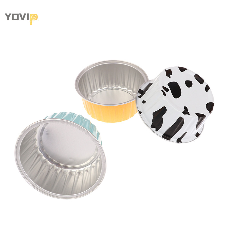 Yovip 10 Cái Có Thể Tái Sử Dụng Tròn Nhôm Lá Thiếc Cốc Bánh Pudding Khuôn Chiên Không Khí Hộp Thiếc Khay Nướng Bánh Nhỏ Dụng Cụ Làm Bánh Ngọt VN