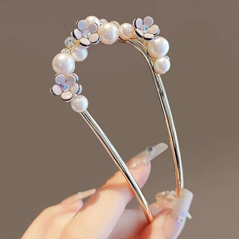 Mauropoli [Sẵn Sàng] Siêu Cổ Tích Camellia ~ Kẹp Tóc Ngọc Trai Hình Chữ u Kẹp Tóc Nữ Retro Đầu Lưng Kẹp Tóc Phụ Kiện Tóc Phong Cách Mới Phụ Kiện Tóc