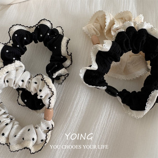 Yoing / phiên bản hàn quốc Thời trang ren tươi chấm bi Dây buộc tóc sang trọng Phụ kiện tóc đơn giản
