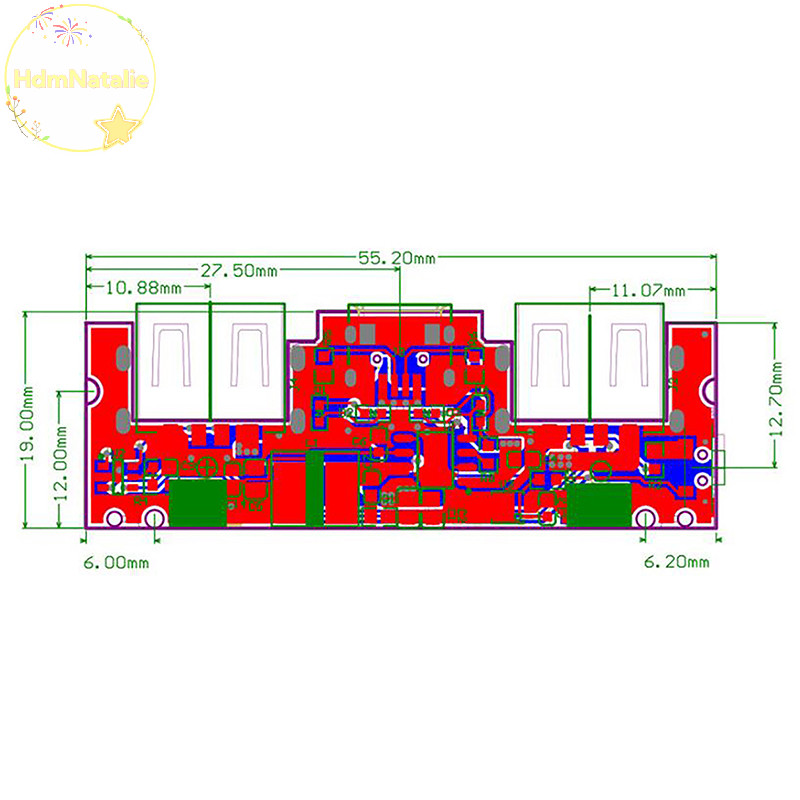 Hdmnatalie DIY Bo Mạch Chủ 5V 2.4A Micro Type-C Di Động Lithium Sạc Ban LED Dual USB 18650 Booster Module VN