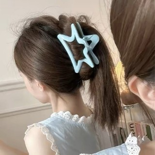 Sweet Girls Cream Màu Xanh Serise Kẹp Tóc Hình Móng Vuốt -Hàn Quốc Hình Học Rỗng Pentagram Nơ Lấy Kẹp